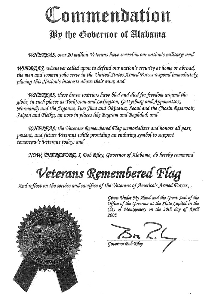 Alabama State Commendation